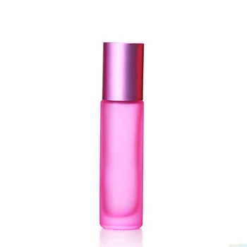 5PCS 10ml Mată Roz de Sticlă cu Role Ulei Esential de Sticle de Parfum Ceață Recipient Portabil de Călătorie Reîncărcabile Rollerball Sticla