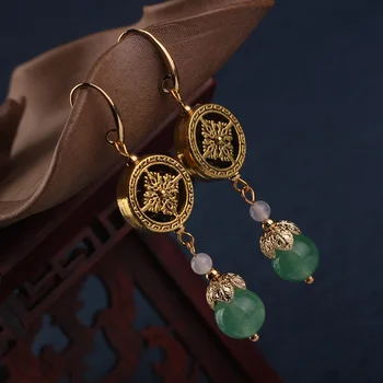 Stil etnic cercei noua arta retro chrysoprase cercei vânt Chinez bijuterii femei