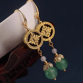Stil etnic cercei noua arta retro chrysoprase cercei vânt Chinez bijuterii femei