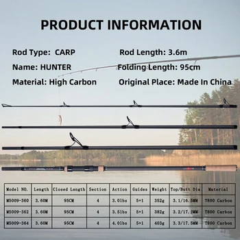 MIFINE CARP Fishing Rod 3.6/3.9 m de Mare Putere Greu de Carbon 3.0/3.5/4.0 lbs Surf Filare Arunca Împușcat la Aproximativ 150M