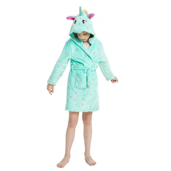 Copiii Flanel Unicorn Curcubeu Halat de baie Albastru pentru Fete Pijamale Copii Băiat Prosop de Plaja pentru Copii Halate de baie Prosop, Pijamale camasi de Noapte