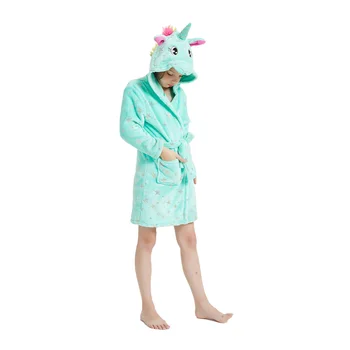 Copiii Flanel Unicorn Curcubeu Halat de baie Albastru pentru Fete Pijamale Copii Băiat Prosop de Plaja pentru Copii Halate de baie Prosop, Pijamale camasi de Noapte