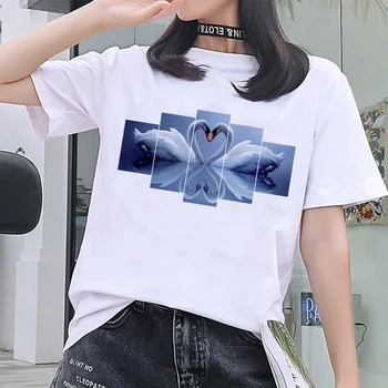 2020 Noua moda de Vara pentru Femei T-shirt Harajuku Artă model de Imprimare de sex Feminin Tricou de Agrement Maneci Scurte O de Gât tricou alb de Sus