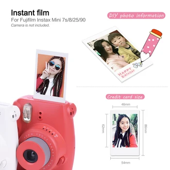 Fujifilm Instax Mini 100 de Coli Albe Film Hârtie Foto Instantaneu Album Imprimare Instantanee pentru Fujifilm Instax Mini 8/Mini9/7s/25/90