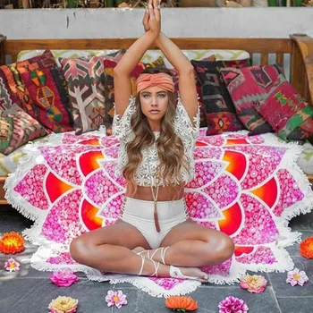 New New Sosire Indian Mandala Tapiserie Lotus Mat Yoga Boem Flori Imprimate Șal Moț De Cremă De Plajă Prosop