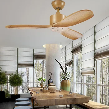 52 Inch, Ventilator de Tavan, fara Lampa cu Telecomanda de Interior Modern, din Lemn Masiv, Acoperis Decora fani pentru acasă