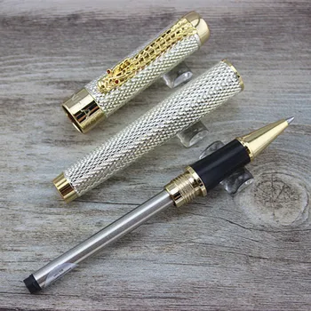 1 buc/lot JINHAO Roller Ball Pen 1200 Canetas Argint Stilouri de Aur Clip de Afaceri Executiv Rapid de Scris, Pix Stilou de Lux 14*1.4 cm