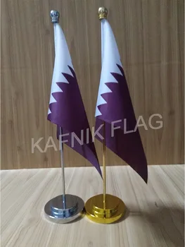 KAFNIK,Qatar masa de Birou de birou de pavilion cu aur sau argint metal catarg de bază 14*21cm steagul țării transport gratuit