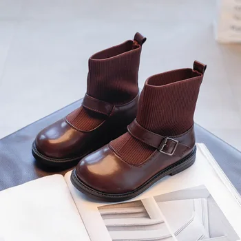 2020 Copii Pantofi Casual Toamna Iarna stil Britanic de Pluș Cald Cizme Pantofi Fete din Piele Moale Antialunecare Fete Cizme Dimensiune 26-36