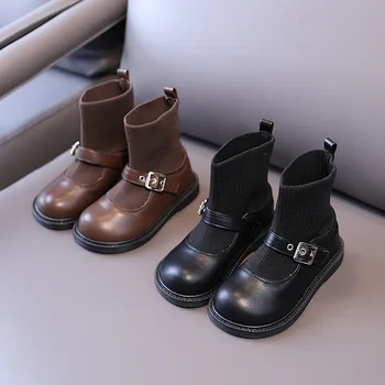 2020 Copii Pantofi Casual Toamna Iarna stil Britanic de Pluș Cald Cizme Pantofi Fete din Piele Moale Antialunecare Fete Cizme Dimensiune 26-36