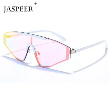 JASPEER Supradimensionate fără ramă de ochelari de Soare pentru Femei-O Bucată Pisică Ochi ochelari de Soare Barbati de Brand Designer 2020 Femei UV400 Ochelari Ochelari