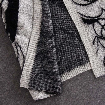 De bumbac și lenjerie de secțiune lungă de frumusete avatar maneci liliac liber gros imprimate pulover de toamnă și de iarnă femeii de moda cardigan