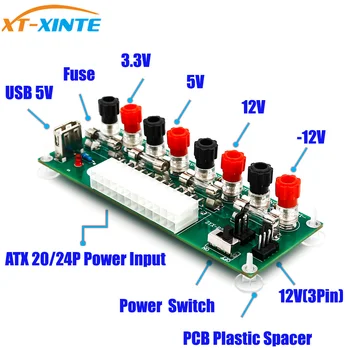Circuit Electric 24Pins ATX Banc de Alimentare Calculator Breakout bord DC conector cu Port USB 5V