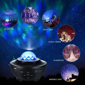 Colorat Cerul Înstelat Galaxy Proiector Blueteeth USB Voice Control Music Player Lumina de Noapte LED de Încărcare USB Lampa de Proiecție