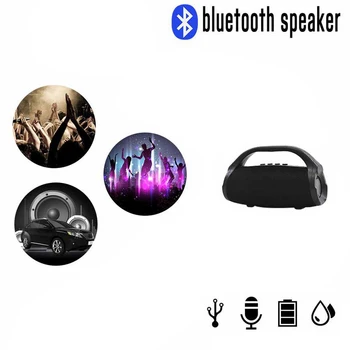 Portabile fără Fir Bluetooth Difuzor rezistent la apă în aer liber Subwoofer USB AUX Radio Mp3 Player Stereo Soundbar+Lanterna Led-uri