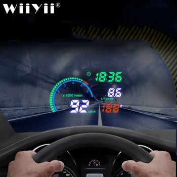 2020 Nou HUD i9 Head-up display Vitezometru Mașină de Parbriz Viteza Proiector Depășirea vitezei RPM Tensiune de Alarmă electronice Auto