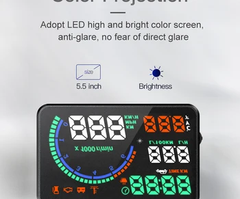 2020 Nou HUD i9 Head-up display Vitezometru Mașină de Parbriz Viteza Proiector Depășirea vitezei RPM Tensiune de Alarmă electronice Auto