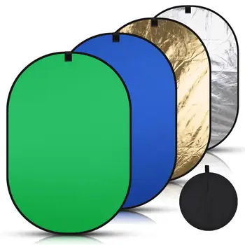 150*200 4in1 Oval Pliabil Portabil Reflector Disc Albastru Verde/Negru Ecran Alb Fundal Chromakey Panou pentru Fotografie