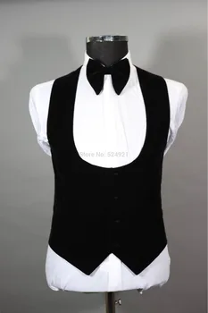 Personalizat Barbati Costume Negre Mire Costume Șal Catifea Rever Cavalerii De Onoare La Nunta 3 Piese ( Sacou+Pantaloni+Vesta+Cravata ) C533