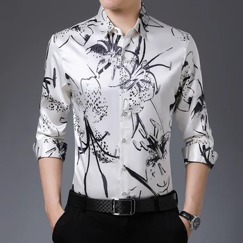Noul Brand Cămașă Hawaiană De Lux Barbati Camasi Casual Slim Fit Long Sleeve Shirt Mens Camisa Masculina Haine Barbati Plus Dimensiune E074