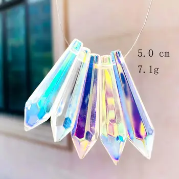 5Pcs Culoare de Artă din Sticlă de Prismă Hexagonală de Cristal Pandantiv Candelabru Lampă Suncatcher Pandantiv 50mm Acasă DIY Decorare Accesorii