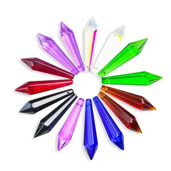 5Pcs Culoare de Artă din Sticlă de Prismă Hexagonală de Cristal Pandantiv Candelabru Lampă Suncatcher Pandantiv 50mm Acasă DIY Decorare Accesorii
