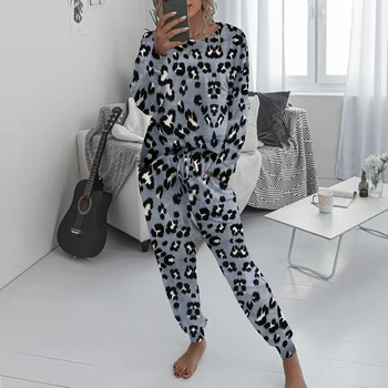 Femei Set de Pijama Noua Casual Drăguț Imprimare Homewear de sex Feminin Pijamale Lungi Pantaloni, Pijamale de Casă Costum de sex Feminin Pijamale 2-bucata Set