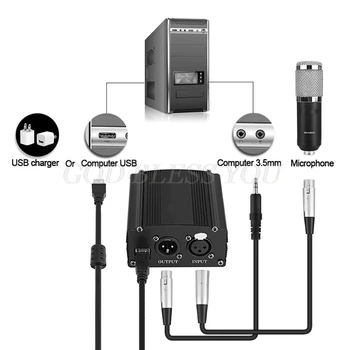 Portabil 1 Canal 48V Phantom USB de Alimentare USB-Cablu XLR 3Pin Cablu pentru Microfon pentru Orice Microfoane Condensator Accesorii