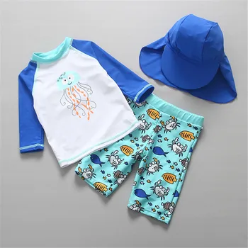 UPF50 Copii costume de Baie UV Costume de baie Pentru Baieti Mâneci Lungi Desene animate pentru Copii de Înot Costum Copil Haine pentru Scăldat Copilul Beachwear
