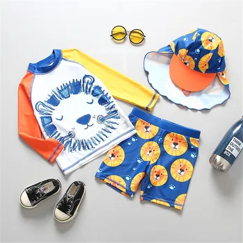 UPF50 Copii costume de Baie UV Costume de baie Pentru Baieti Mâneci Lungi Desene animate pentru Copii de Înot Costum Copil Haine pentru Scăldat Copilul Beachwear
