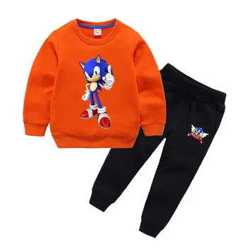 Imbracaminte copii de Desene animate Sonic Ariciul Imprimare Baieti Treninguri Copii Fata de Sport Costume, Jachete Top+Pantaloni Seturi de 2 buc