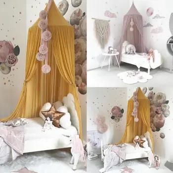Nordic Stil Printesa Din Dantela Copii Baby Cameră Cu Pat Cu Baldachin Plasă De Țânțari Cortina Lenjerie De Pat Dome Cort Pat Baldachin De Compensare Bedcover