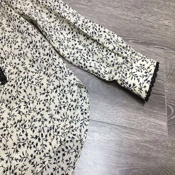 Dantelă Tapiterie Volane Tricou Femei Florale Imprimate Maneca Lunga Începutul Toamnei Bluza De Sus