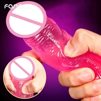 Drăguț Roz Transparent Fraier Mare Dildo Silicon pentru Femei Cuplu Masturbari Reale Piele Penis Dildo-uri, Vibratoare Analsex Jucarii Sexuale