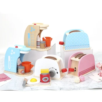 Pentru copii din lemn de simulare mașină de pâine, mașină de cafea, bucătărie alimente pretinde jucărie joc de rol educativ jucarie cadou pentru copii fete