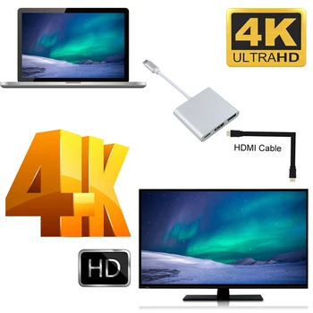 Usb-c HDMI Tip c Hdmi mac 3.1 Convertor Adaptor Typec la hdmi HDMI/USB 3.0/Tip-C Aluminiu Pentru Apple Macbook adaptor