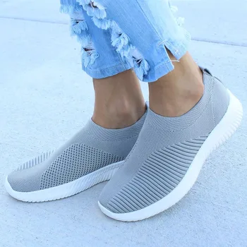Pantofi pentru femei de Tricotat Ciorap Adidasi Femei Primavara-Vara Alunecare Pe Pantofi Plat pentru Femei Plus Dimensiune Mocasini Apartamente de Mers pe jos krasovki Famela