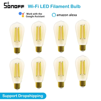 1/5Pcs SONOFF Smart Wi-Fi LED Filament Bec de Start Google Alexa 7W Voce Bec Estompat Lampa E27 Bază Smart Home APP Control de la Distanță