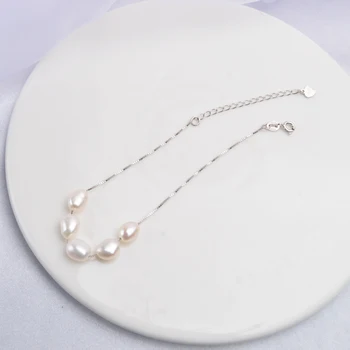 ASHIQI Reale Argint 925 Brățară Naturale Baroc Pearl Bijuterii Pentru Femei cu 6-7mm Alb negru de apă dulce pearl