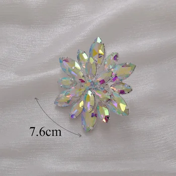 Dimensiuni mari de 7,6 cm Două straturi de flori femei inele reglabile bijuterii inel de nunta de cristal AB pietre inel de bijuterii de argint