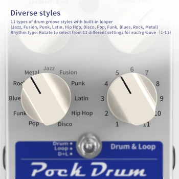 Ammoon PockDrum Drum & Bucla de Efect Chitara Pedala de Built-in Looper Max. 20min de Înregistrare Nelimitat Dub Piese Chitara Accessaries