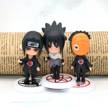 7cm 6pcs/mult Anime-ul Naruto Figura Jucărie, Sasuke, Kakashi, Sakura Gaara Itachi Obito, Madara Killer Bee Mini Model de Papusa pentru Copii