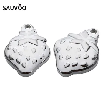 SAUVOO 10buc/lot de Argint din Oțel Inoxidabil de Culoare Căpșună Apple Farmece Pandantive Pentru Brățară Colier Diy Bijuterii Handmade