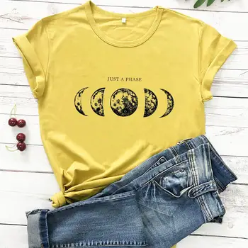 Doar o fază Tricou Imprimat Moom Faza Tricou New Sosire Femei Vara Amuzant din Bumbac Tricou lunar luna tricouri Tricouri Planeta