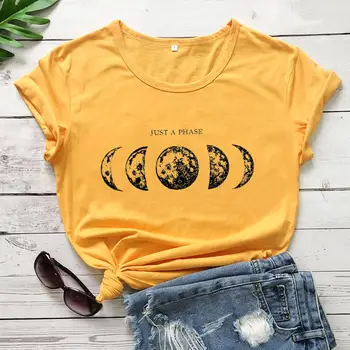 Doar o fază Tricou Imprimat Moom Faza Tricou New Sosire Femei Vara Amuzant din Bumbac Tricou lunar luna tricouri Tricouri Planeta