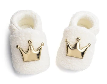 Pantofi Pentru Copii De Iarna Coroana De Aur Nou-Născut Fete Pantofi Pentru Sugari Prewalkers Crib Pantofi Nealunecoase Baieti Blana Prințul SandQ Copil Dulce