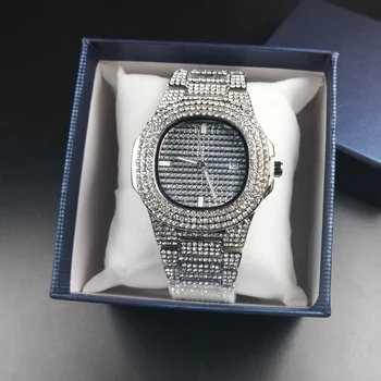 De lux Barbati Ceas de Moda Diamant Automat Data Cuarț Ceas pentru Bărbați din Oțel Inoxidabil de Aur Hip-Hop Ceasuri Barbati Brand de Top ceas de Lux