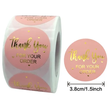 Mare Multumesc Autocolante pentru Sprijinirea Mica Mea Afacere a Ta Pentru Handmade Roz Sigiliu Etichete cu Folie de Aur pentru Petrecere de Firma