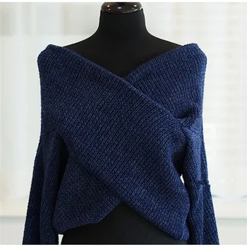 2021 iarnă primăvară doamnelor pulover V-neck sexy off-umăr pulover tricotat de moda casual, coreeană doamnelor pulover