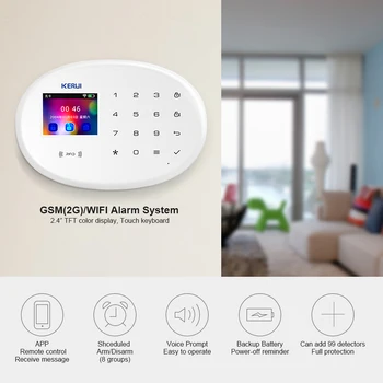 KERUI W20 Wireless 2.4 inch Touch Panel de Control APP wifi GSM Home Securitate Alarmă Sistem Inteligent de Alarma Antiefractie Kit
